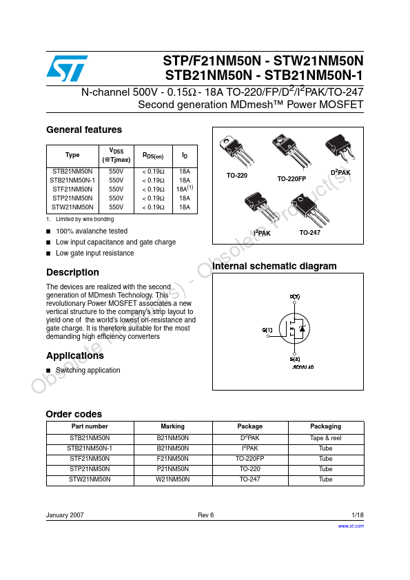 STF21NM50N