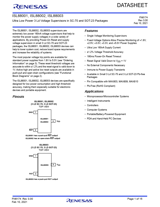 ISL88003 Renesas