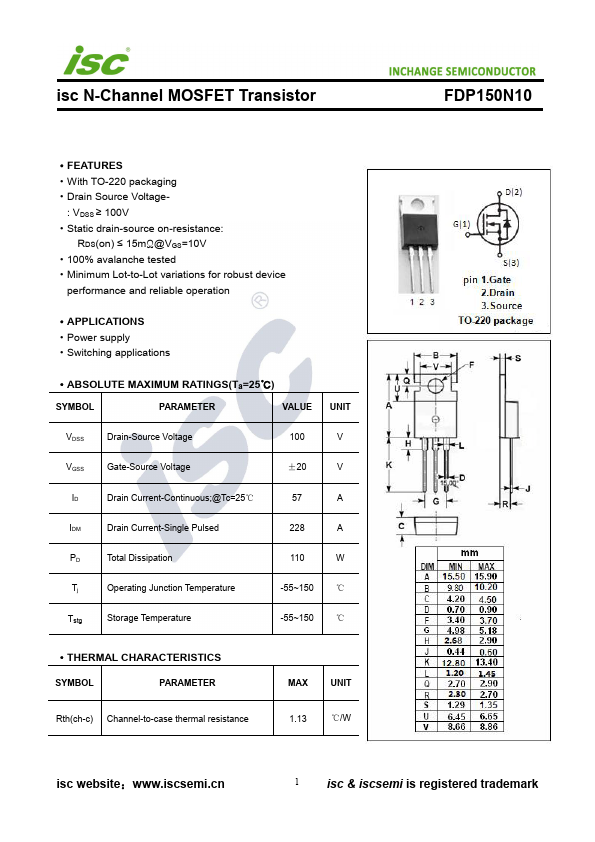 FDP150N10