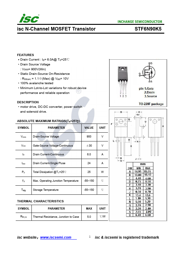 STF6N90K5 Inchange Semiconductor