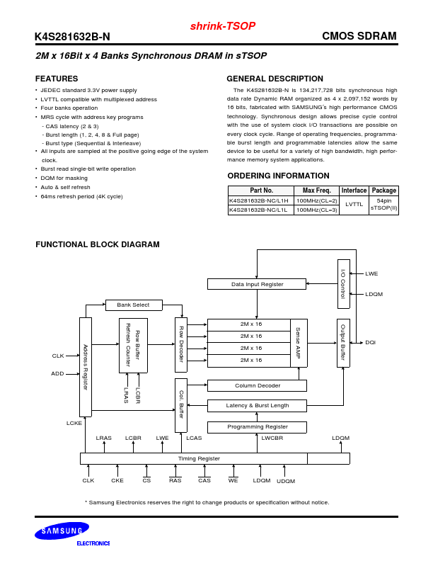 K4S281632B-N Samsung semiconductor