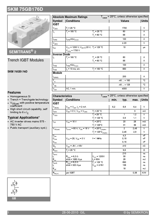 SKM75GB176D