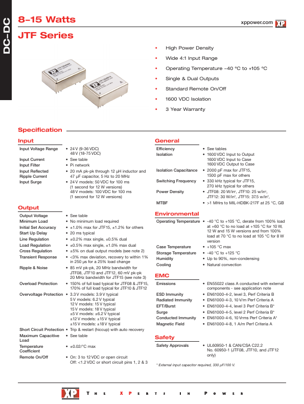 JTF1224D15 XP Power