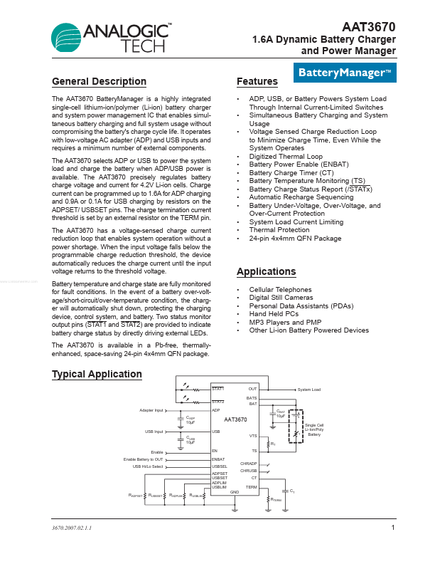 AAT3670 ANALOGICTECH