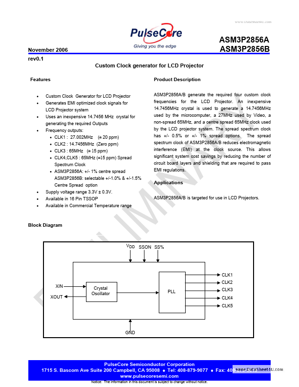 ASM3P2856A PulseCore Semiconductor