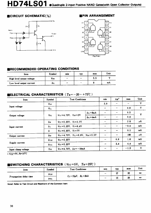 <?=HD74LS01?> डेटा पत्रक पीडीएफ