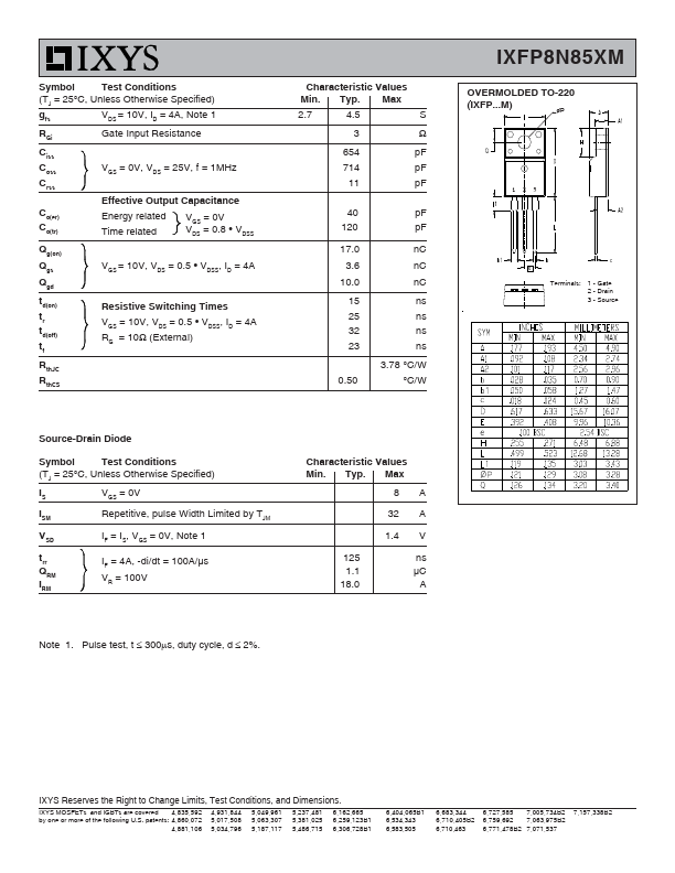 IXFP8N85XM