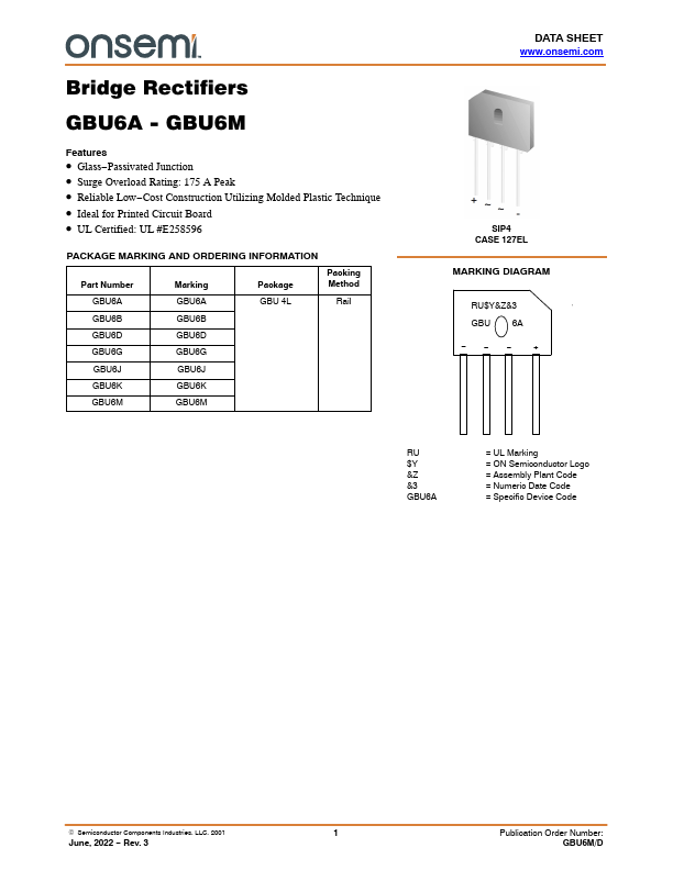 GBU6B ON Semiconductor