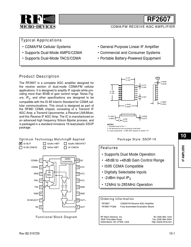 RF2607 RF Micro Devices