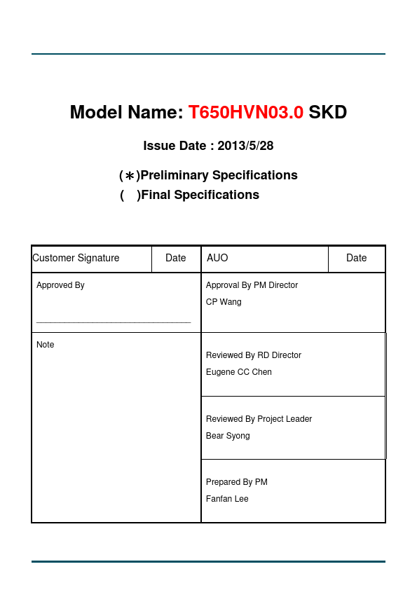 <?=T650HVN03.0-SKD?> डेटा पत्रक पीडीएफ
