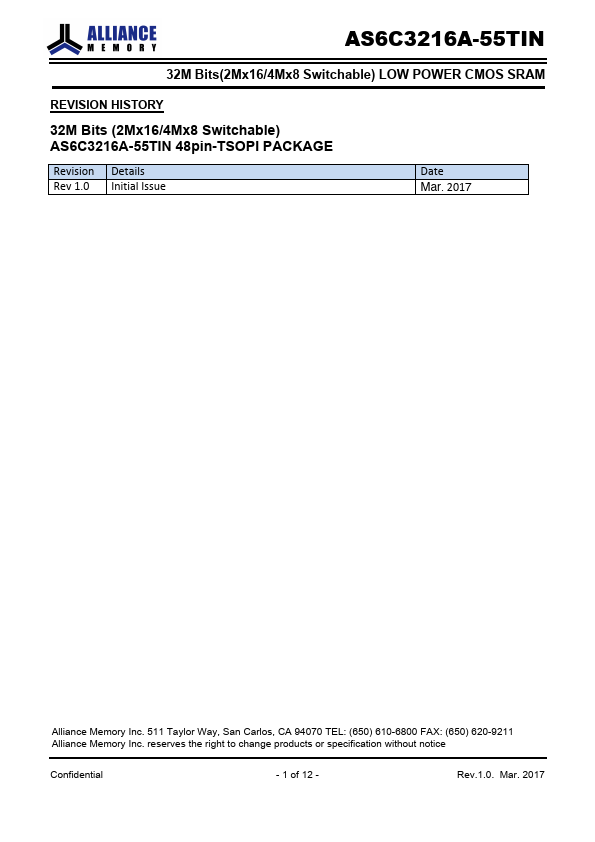 <?=AS6C3216A-55TIN?> डेटा पत्रक पीडीएफ