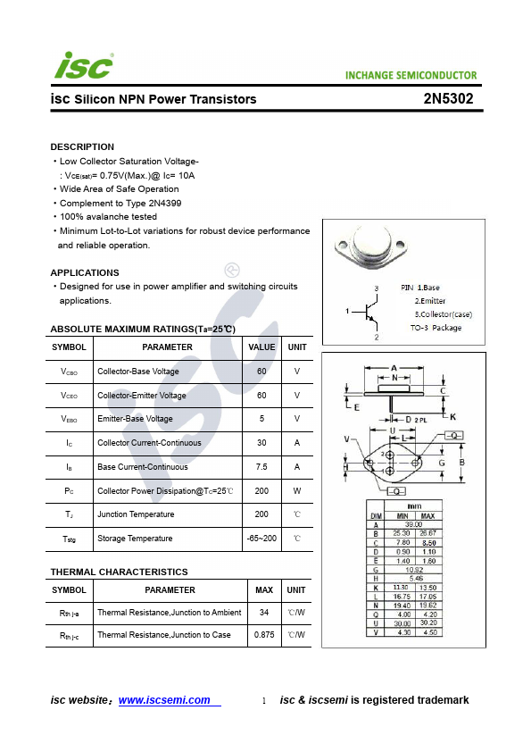 <?=2N5302?> डेटा पत्रक पीडीएफ