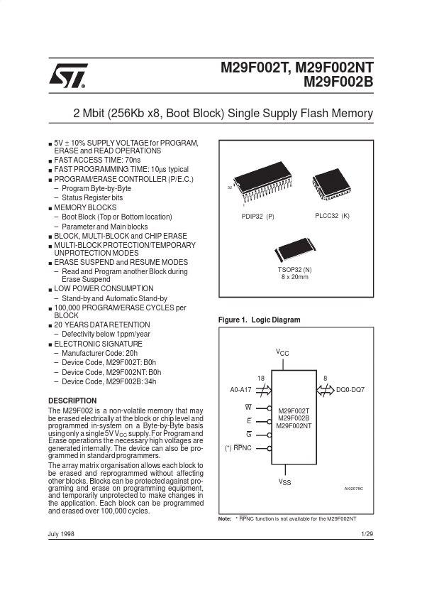 M29F002B ST Microelectronics