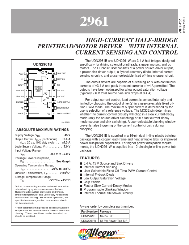 2961 Allegro MicroSystems