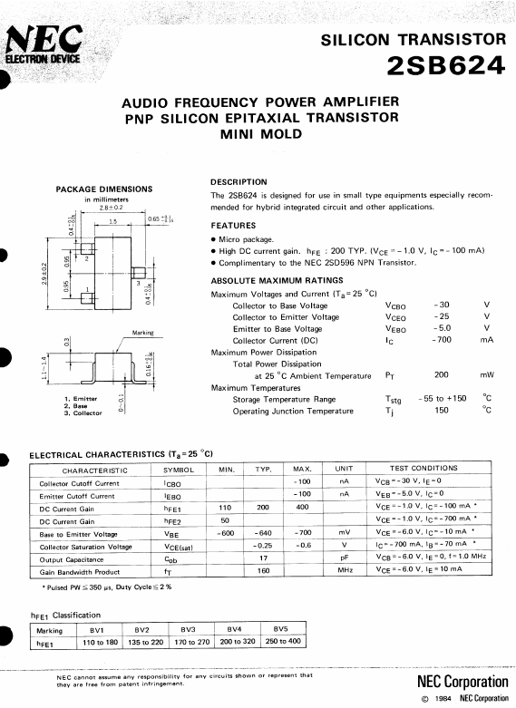 2SB624 NEC