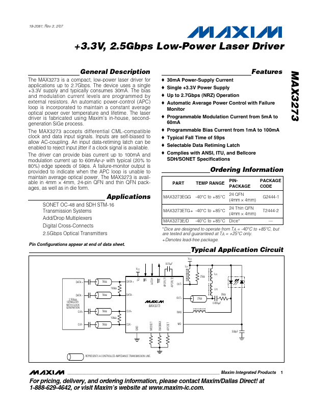 <?=MAX3273?> डेटा पत्रक पीडीएफ