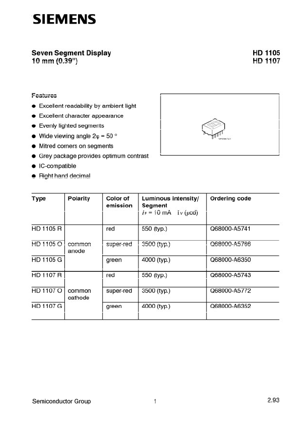 HD1105 Siemens Semiconductor Group