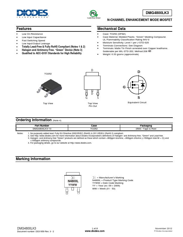 DMG4800LK3 Diodes