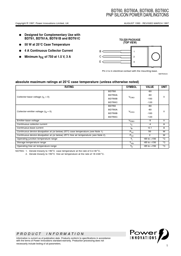 BDT60A Power Innovations Limited