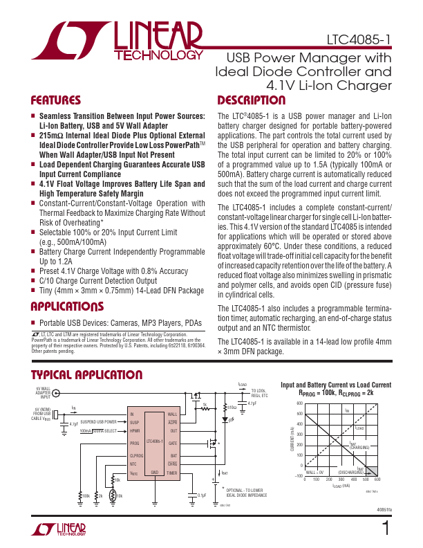 <?=LTC4085-1?> डेटा पत्रक पीडीएफ