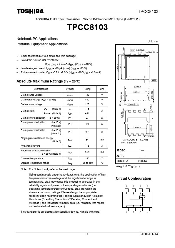 TPCC8103 Toshiba Semiconductor