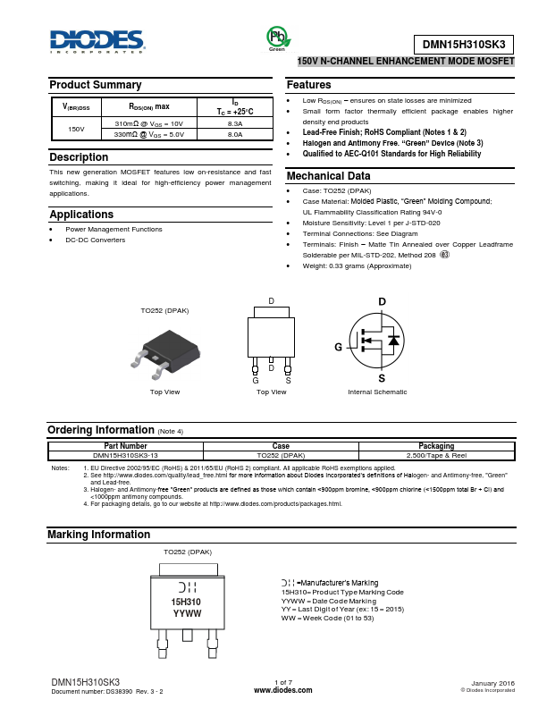 <?=DMN15H310SK3?> डेटा पत्रक पीडीएफ