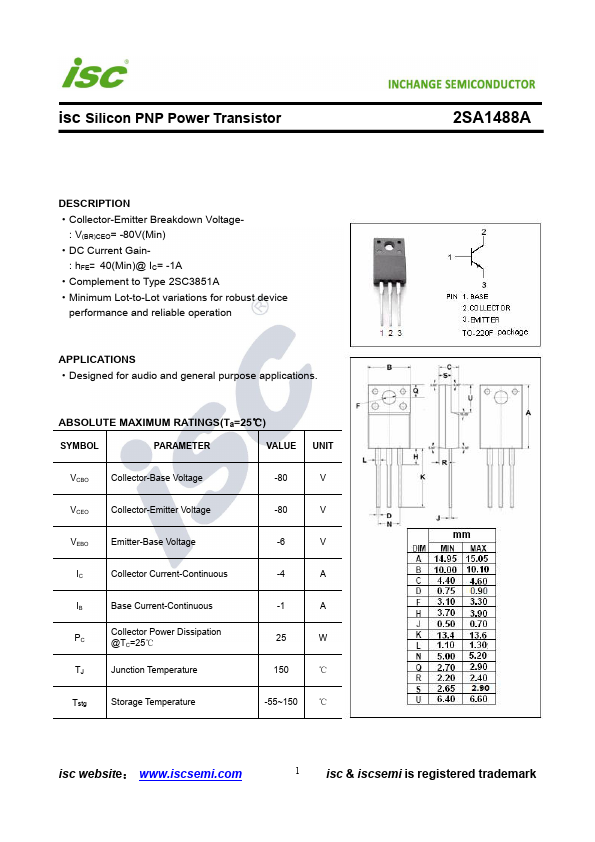 2SA1488A Inchange Semiconductor