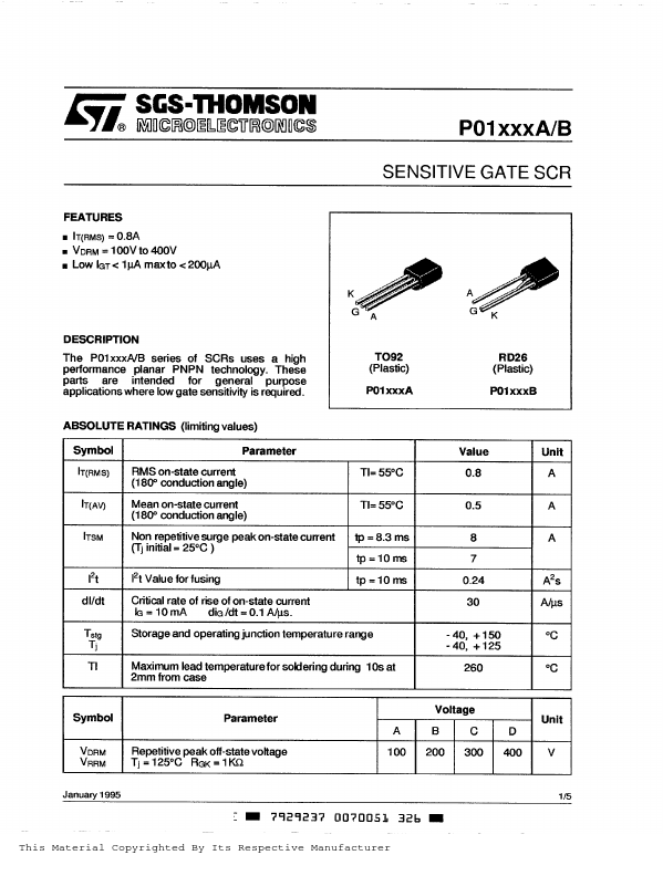 P0102AB ST Microelectronics