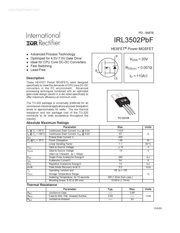 IRL3502PBF