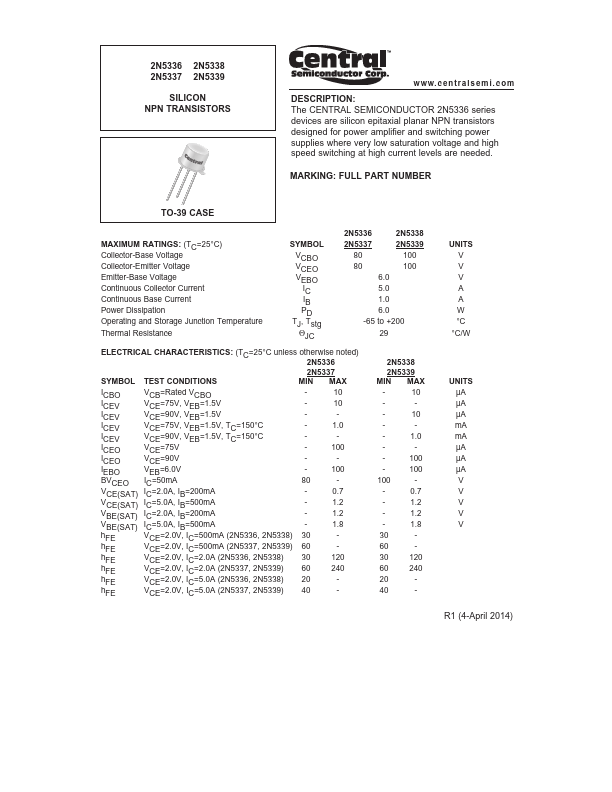 2N5339 Central Semiconductor Corp