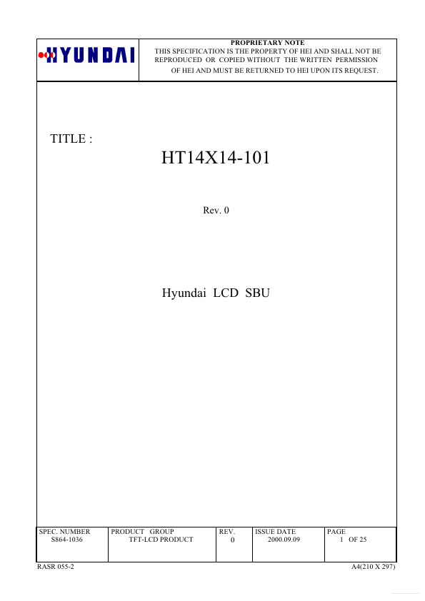 HT14X14-101 Hyundai