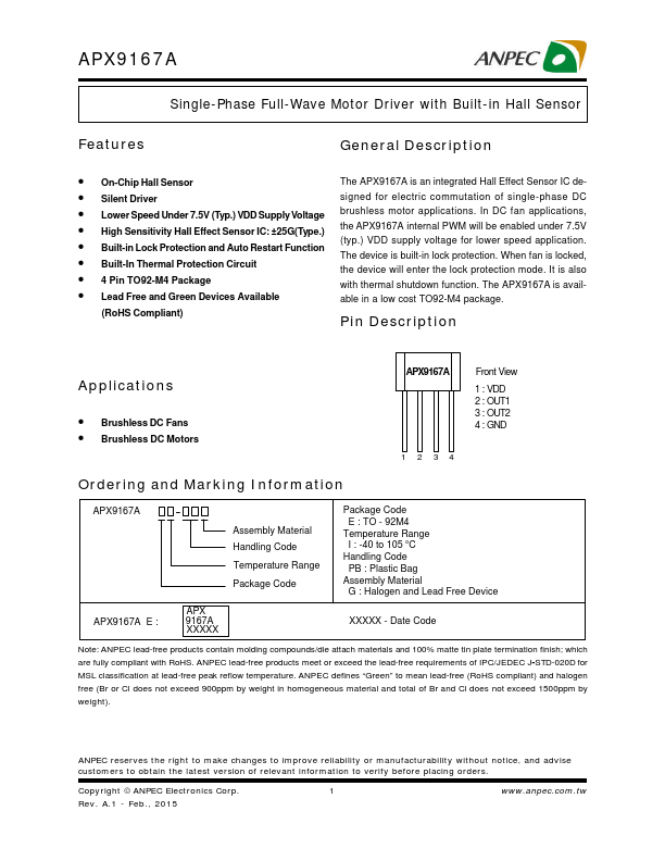 <?=APX9167A?> डेटा पत्रक पीडीएफ