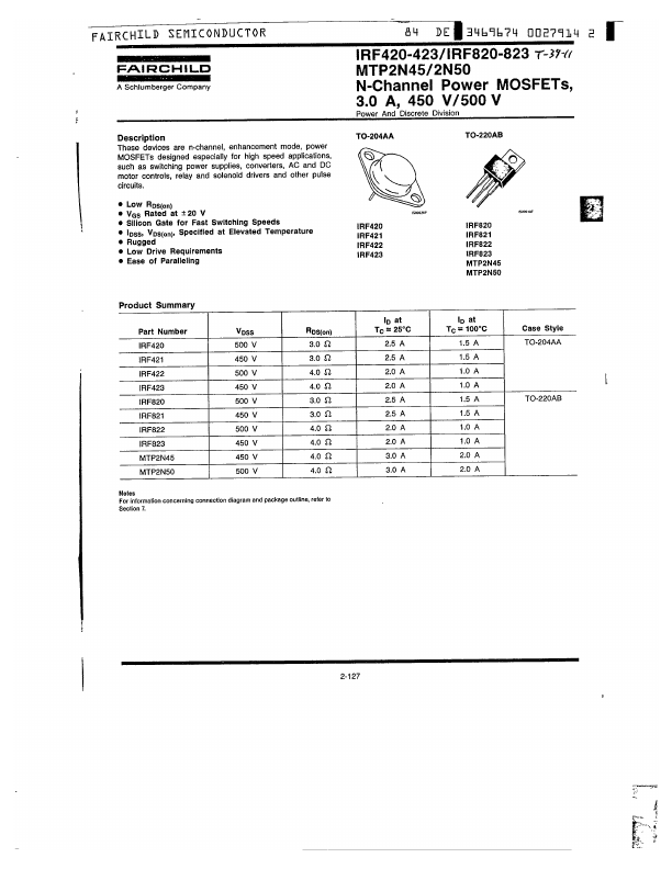 IRF420-423 Fairchild Semiconductor