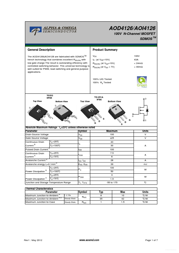 AOI4126 Alpha & Omega Semiconductors