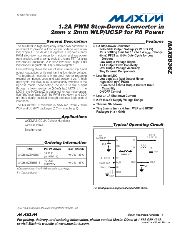 MAX8836Z Maxim Integrated Products