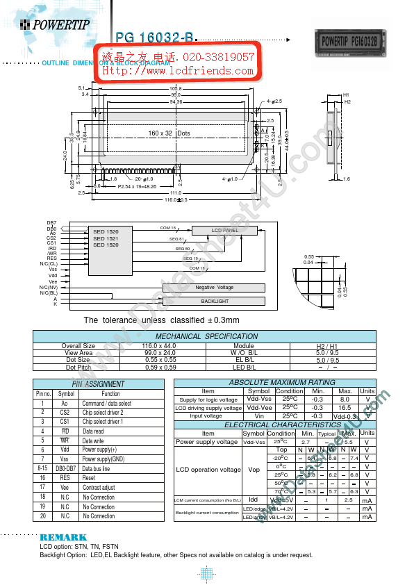 pg16032b POWERTIP