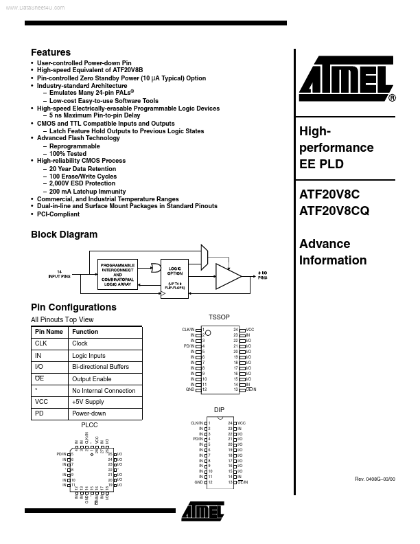ATF20V8C ATMEL Corporation