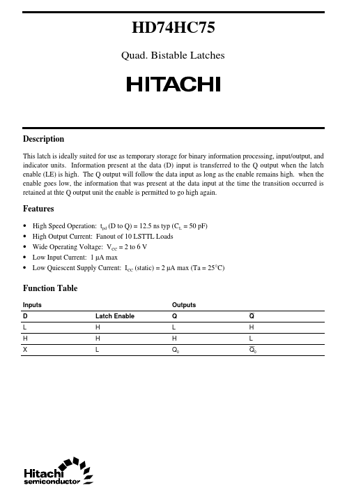 HD74HC75 Hitachi Semiconductor