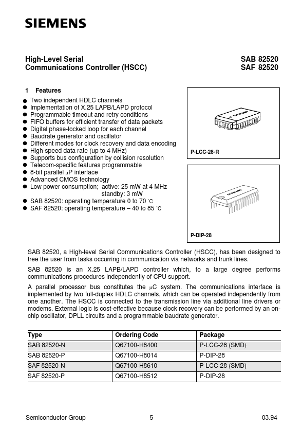 SAB82520-P Siemens