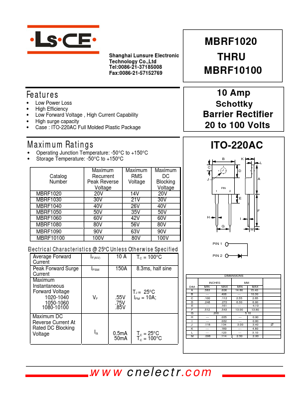 MBRF1050 Lunsure Electronic Technology