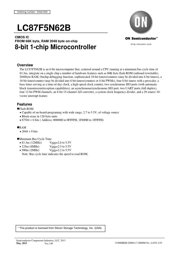 LC87F5N62B ON Semiconductor