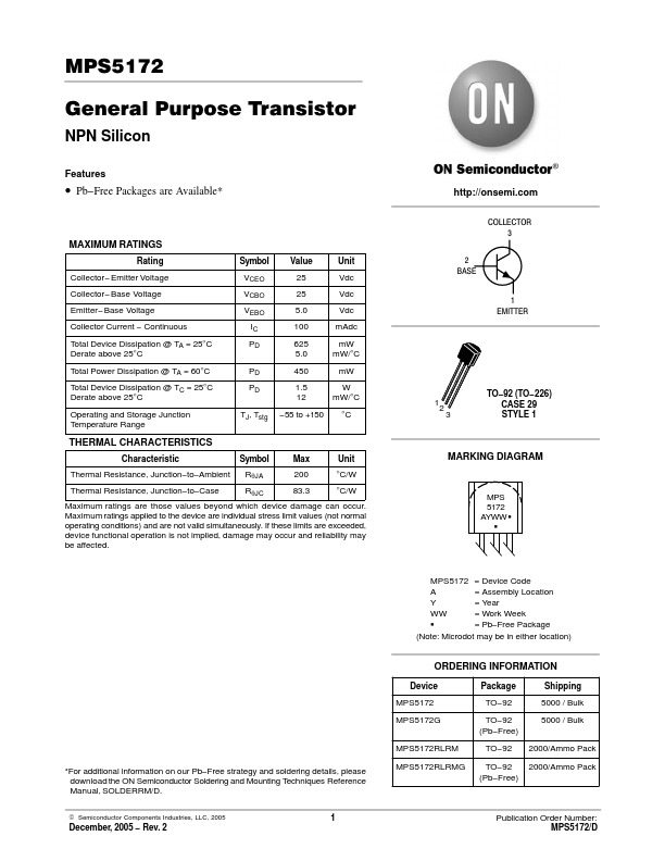 MPS5172 ON Semiconductor