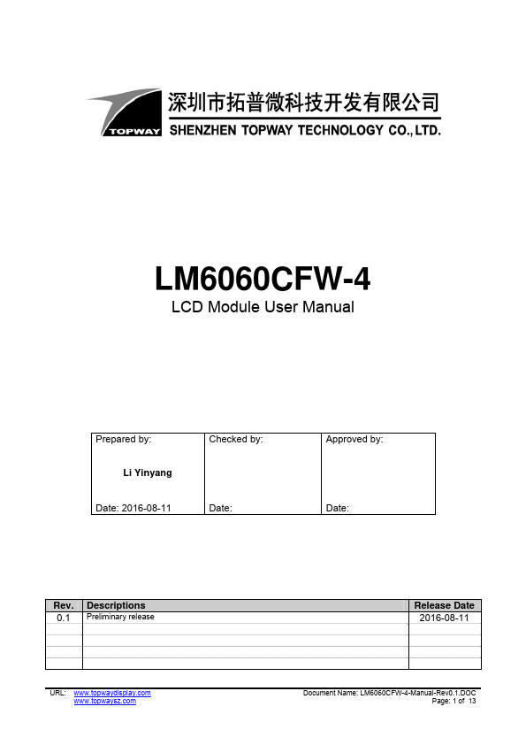 LM6060CFW-4 TOPWAY