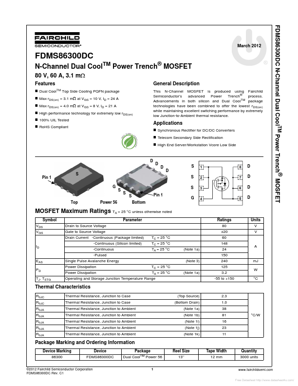 <?=FDMS86300DC?> डेटा पत्रक पीडीएफ