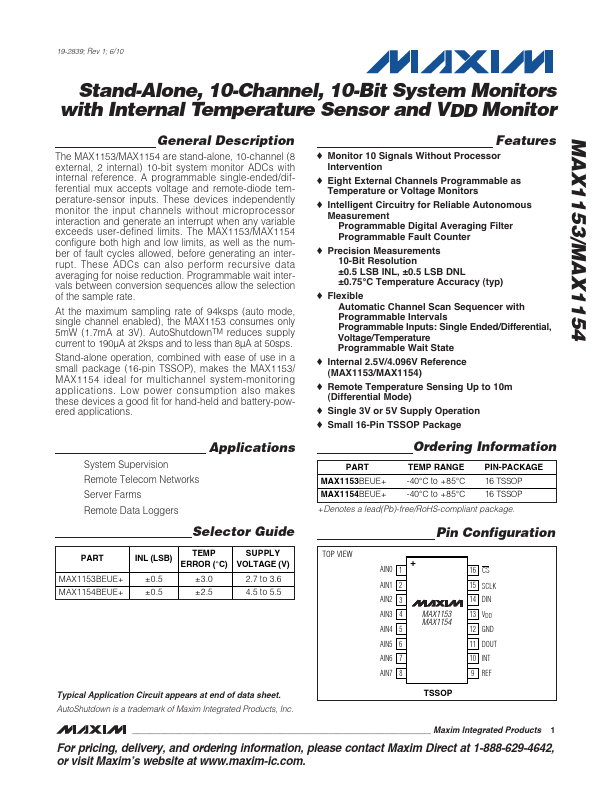 MAX1154 Maxim Integrated