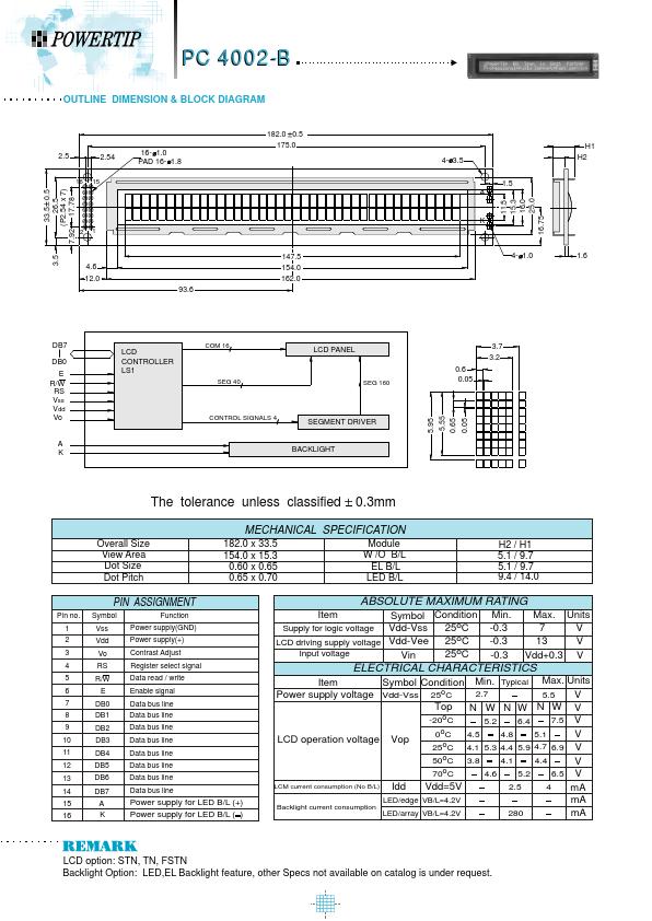 PC4002-B Powertip Technology