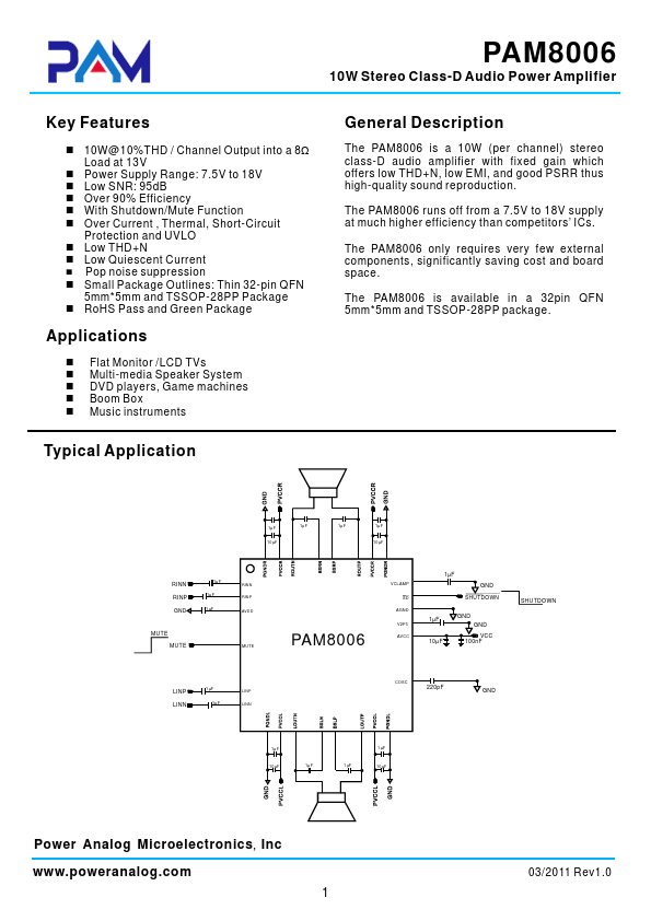 PAM8006 Power Analog Microelectronics