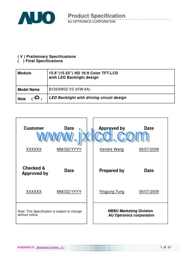 B156XW02-V3