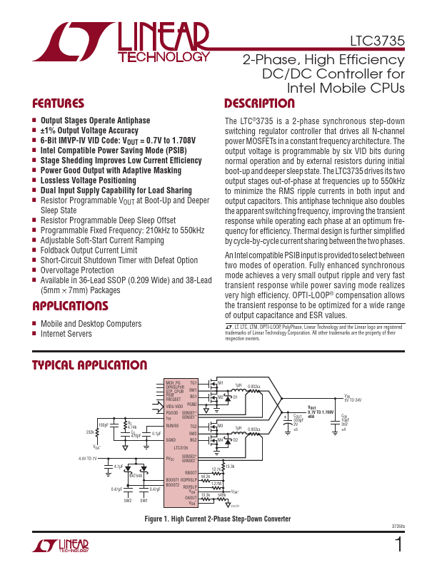 <?=LTC3735?> डेटा पत्रक पीडीएफ
