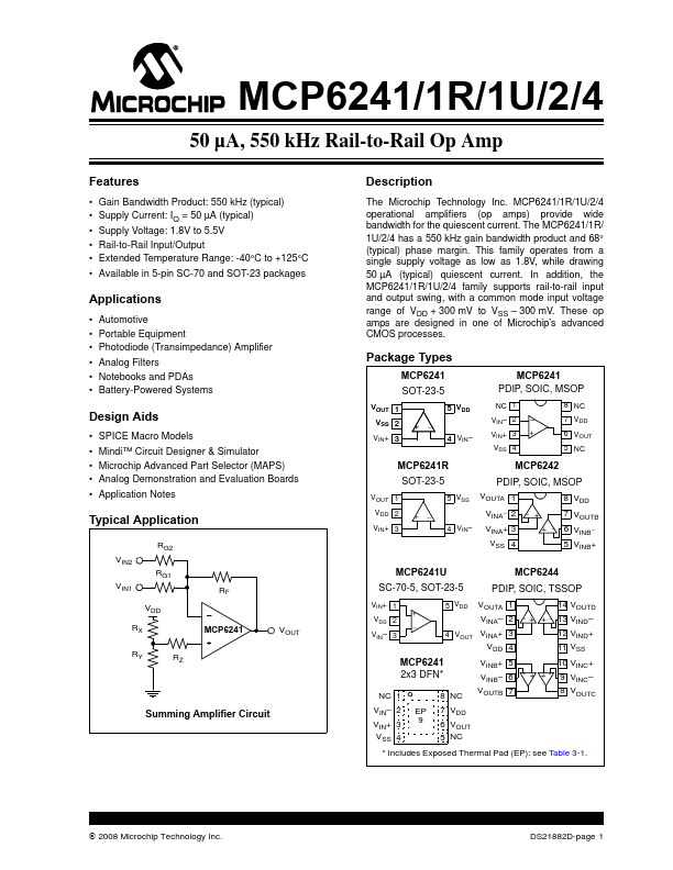 MCP6241U Microchip